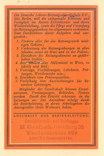 DLRG Prüfungs - Ausweis von 1931